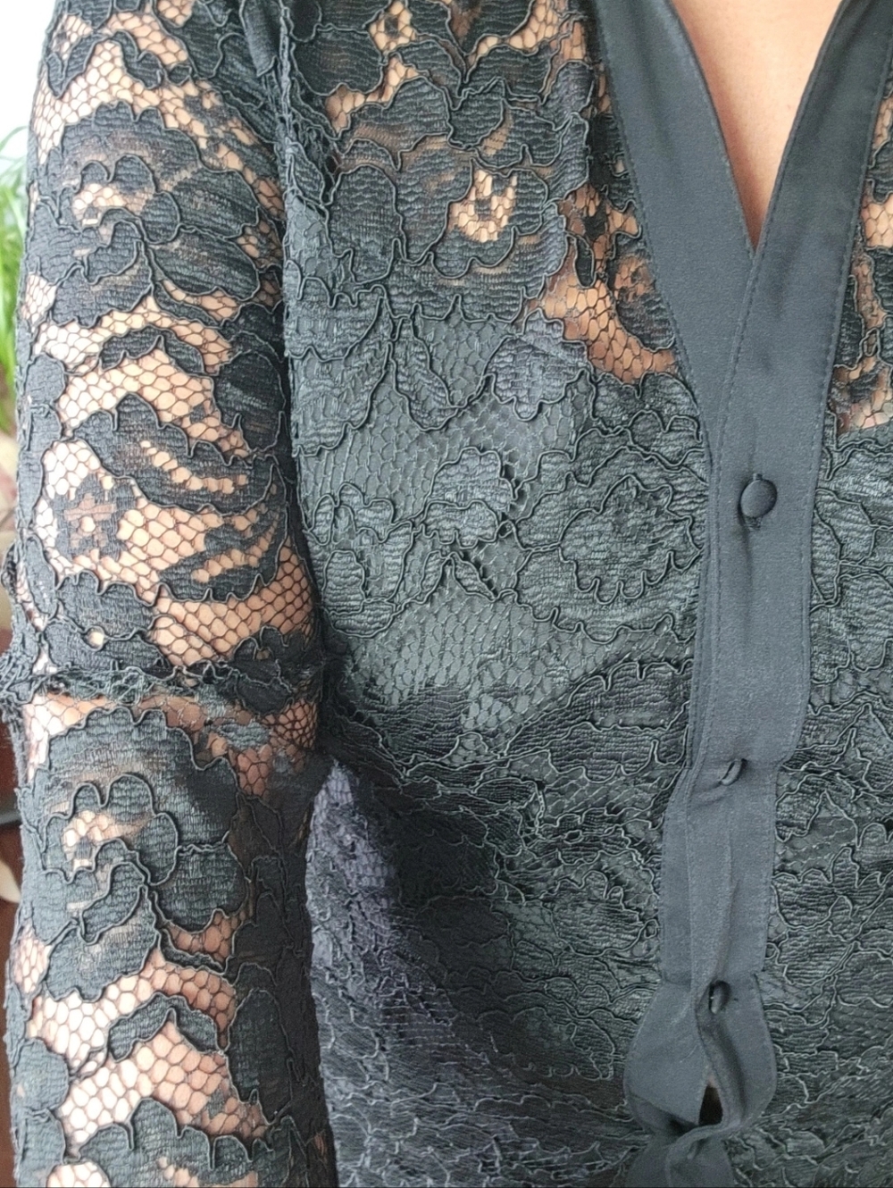 Nanette Lepore Black Lace Butyon-Front Midi Dress • Size 12 - Picture 6 of 10